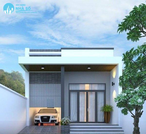 Mẫu Nhà Cấp 4 Mái Bằng 2 Phòng Ngủ có tầng để xe