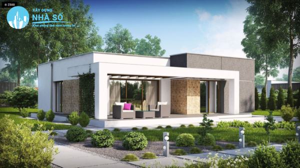 Mẫu Nhà Cấp 4 Mái Bằng 2 Phòng Ngủ hiện đại