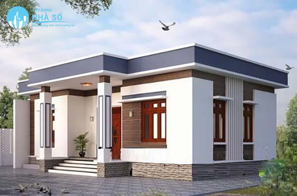 Mẫu Nhà Cấp 4 Mái Bằng 3 Phòng Ngủ có sân rộng