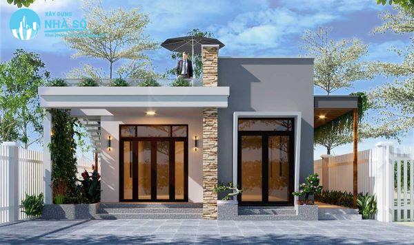 Mẫu Nhà Cấp 4 Mái Bằng 3 Phòng Ngủ có ban công và tầng thượng