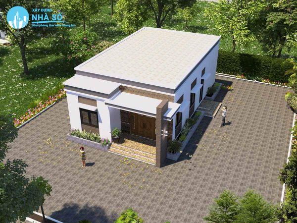 Mẫu Nhà Cấp 4 Mái Bằng 3 Phòng Ngủ sân rộng