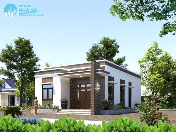 Mẫu Nhà Cấp 4 Mái Bằng 3 Phòng Ngủ cổ xưa kết hợp với hiện đại