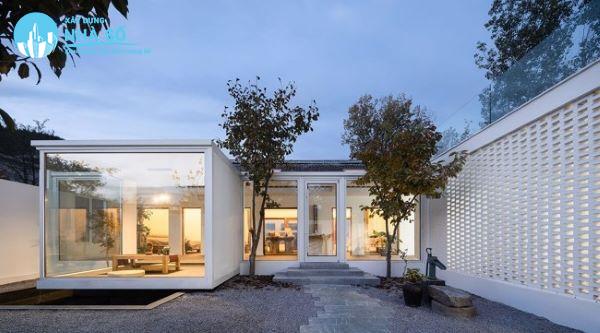 Mẫu Nhà Cấp 4 Mái Bằng Chữ L đẹp