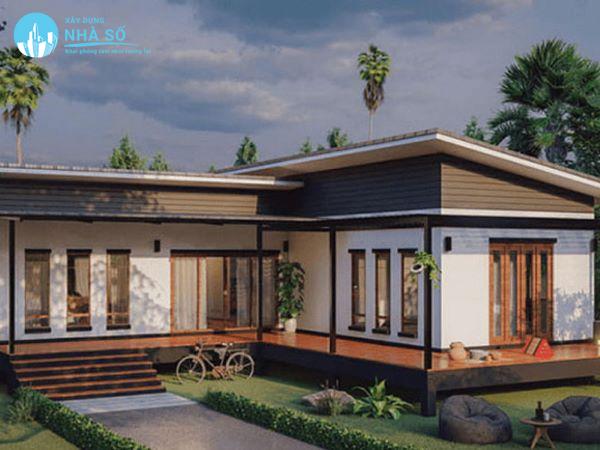 Mẫu Nhà Cấp 4 Mái Bằng Chữ L theo phong cách Nhật Bản