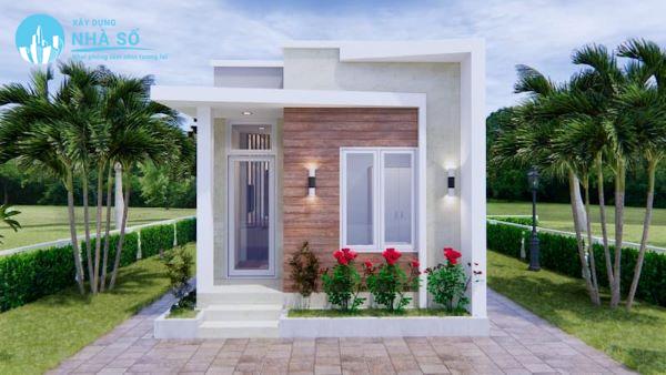 Mẫu Nhà Cấp 4 Mái Bằng 2 Phòng Ngủ phong cách xanh mát