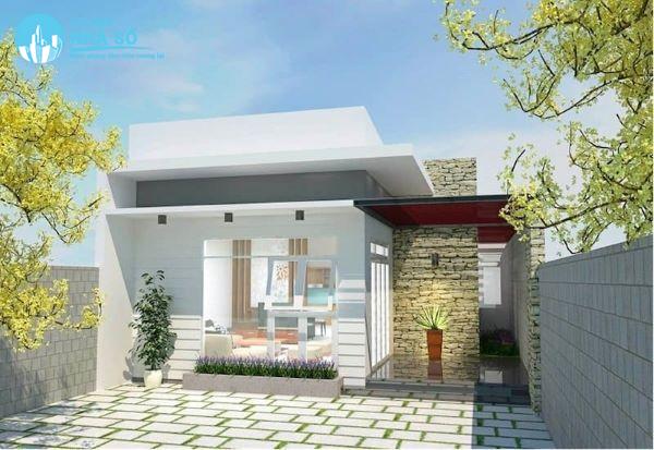 Mẫu Nhà Cấp 4 Mái Bằng 5x20 nhẹ nhàng tinh tế