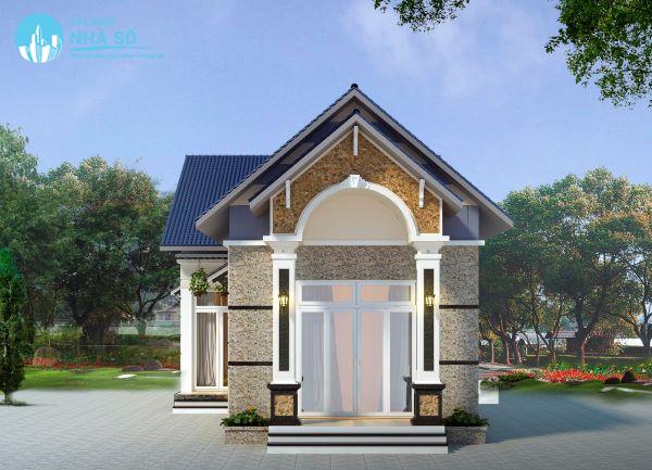 Mẫu nhà cấp 4 mái thái 2 phòng ngủ sang trọng