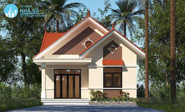 Mẫu nhà cấp 4 mái thái 2 phòng ngủ đơn giản