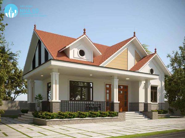 Mẫu nhà cấp 4 mái thái 3 phòng ngủ có gác mái