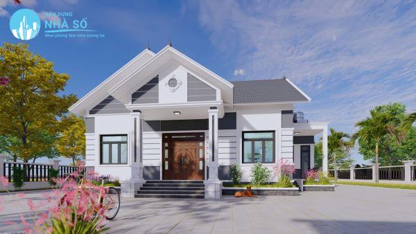 Mẫu nhà cấp 4 mái thái 4 phòng ngủ tươi mát