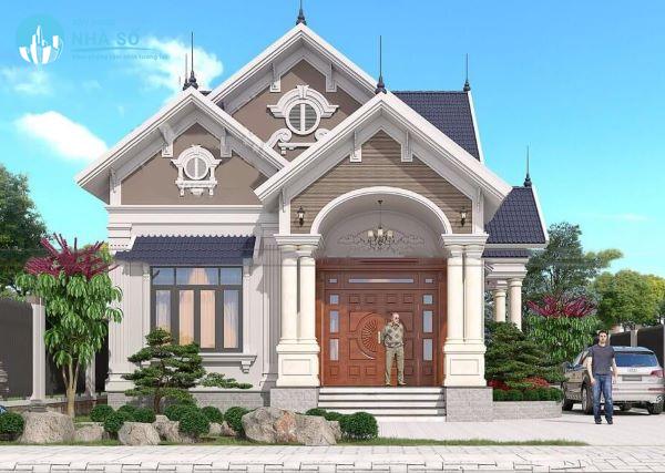 Mẫu nhà cấp 4 mái thái 4 phòng ngủ phong cách biệt thự