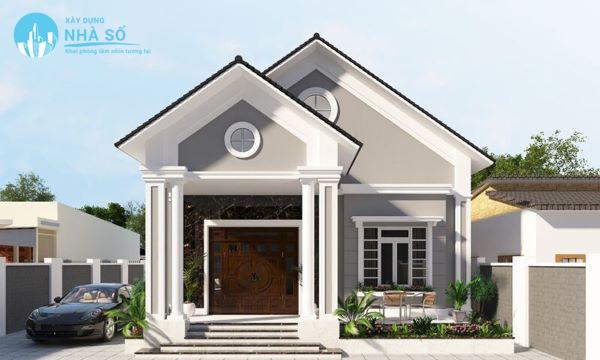 Mẫu nhà cấp 4 mái thái 5x22m phong cách mộc mạc