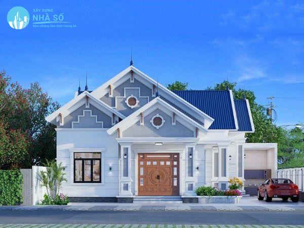 Mẫu nhà cấp 4 mái thái 650 triệu thềm thấp