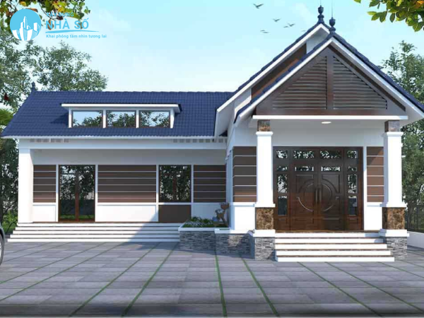 Mẫu nhà cấp 4 mái thái chữ L đơn giản