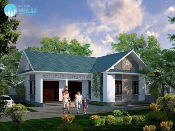 Mẫu nhà cấp 4 mái thái chữ L tiện nghi