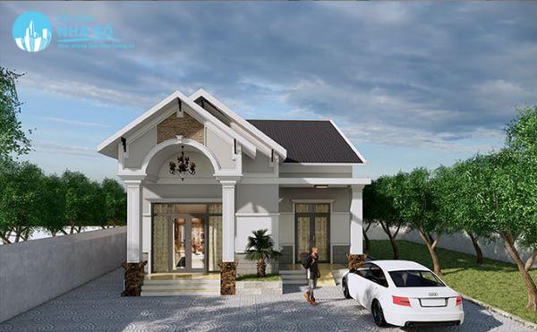 Mẫu nhà cấp 4 mái thái chữ L theo phong cách cổ điển