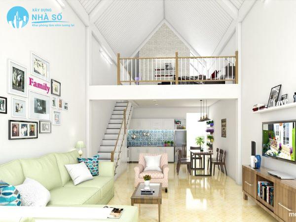 Mẫu nhà cấp 4 mái thái gác lửng 400 triệu